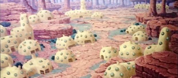 Das Dorf, in dem Bardock mit seiner Familie lebt - Dragon Ball Super: Broly Das Dorf, in dem Bardock mit seiner Familie lebt - Dragon Ball Super: Broly