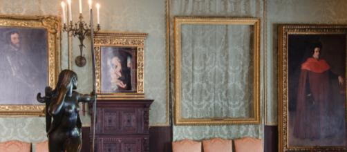 The empty frames indicating where paintings were stolen from the Isabella Stewart Gardner Museum