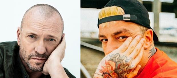Biagio Antonacci a sinistra, Salmo a destra Biagio Antonacci a sinistra, Salmo a destra