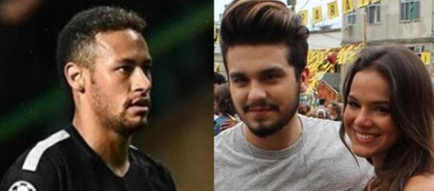 Neymar, Luan Santana e Bruna Marquezine (Reprodução) Neymar, Luan Santana e Bruna Marquezine (Reprodução)
