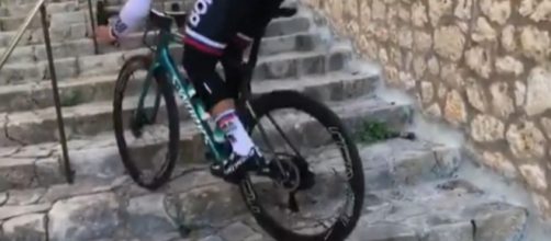 Peter Sagan impegnato sulle scalinate di Maiorca