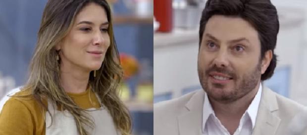 Danilo Gentili se ajoelha e se declara para Rebeca Abravanel. (Reprodução). Danilo Gentili se ajoelha e se declara para Rebeca Abravanel. (Reprodução).