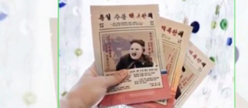 Kim Jong-un facial mask stirs controversy. [Image source/ Breaking News Today YouTube video]