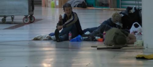 London shopping centre become an unofficial homeless shelter by night. [Image source/BBC London YouTube video]