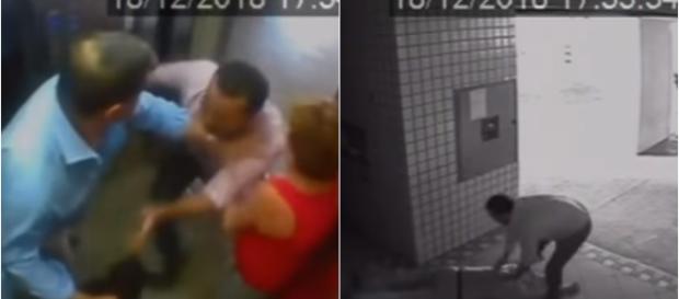 Câmeras de segurança mostraram agressão (Reprodução: câmera interna condomínio) Câmeras de segurança mostraram agressão (Reprodução: câmera interna condomínio)
