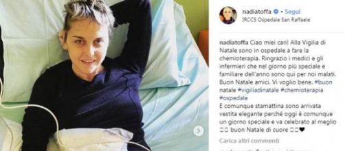 Nadia Toffa, vigilia di Natale in ospedale per la chemio