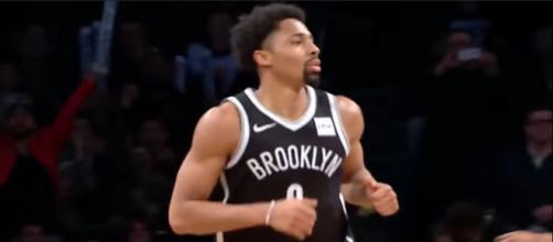 On December 26, Spencer Dinwiddie's performance off the bench helped lead the Nets to a double OT win. [Image via NBA/YouTube screencap]