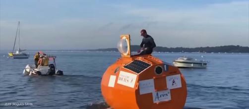 A 71-year-old Frenchman is planning to travel across the Atlantic to the Caribbean in a barrel. [Image TIME/YouTube]
