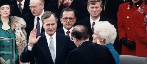 George H. W. Bush during Inaugural ceremonies at the United States Capitol – Image credit – Library of Congress | Wikimedia Commons.