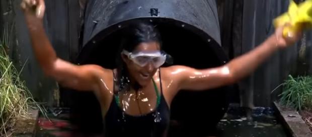 Sair leaves the Sickening Sewer with a smile on her face (Image credit: I'm A Celebrity...Get Me Out Of Here!/ YouTube.com) Sair leaves the Sickening Sewer with a smile on her face (Image credit: I'm A Celebrity...Get Me Out Of Here!/ YouTube.com)