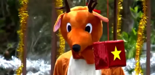 James plays the role of Rudolph the not so red nosed Reindeer (Image credit: I'm A Celebrity...Get Me Out Of Here!/ITV YouTube,com)