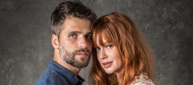 Luz (Marina Ruy Barbosa) e Gabriel (Bruno Gagliasso), os protagonistas de O Sétimo Guardião (Divulgação/Globo). Luz (Marina Ruy Barbosa) e Gabriel (Bruno Gagliasso), os protagonistas de O Sétimo Guardião (Divulgação/Globo).