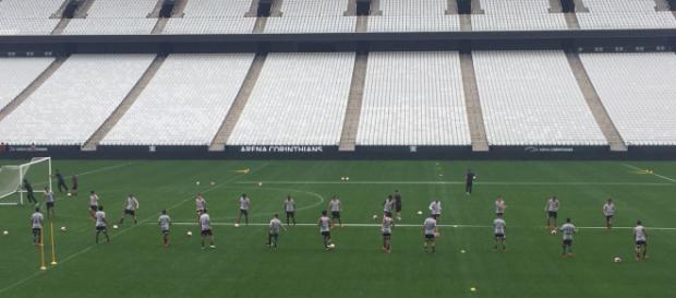Foi o primeiro contato dos jogadores com a Arena em 2018 Foi o primeiro contato dos jogadores com a Arena em 2018