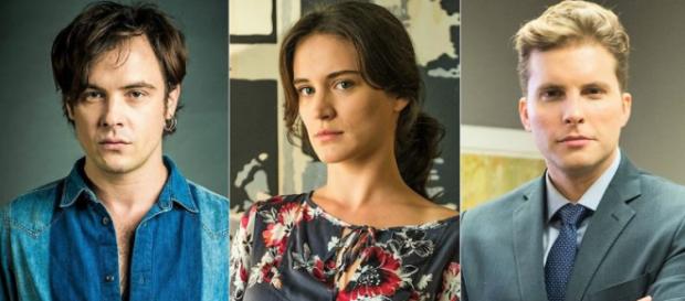 Gael, Patrick e Renato disputam o coração de Clara em O Outro Lado do Paraíso (Foto: TV Globo) Gael, Patrick e Renato disputam o coração de Clara em O Outro Lado do Paraíso (Foto: TV Globo)