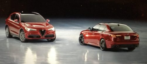 Alfa Romeo Stelvio e Giulia in un frame della pubblicità- gruppobossoniautomobili.it