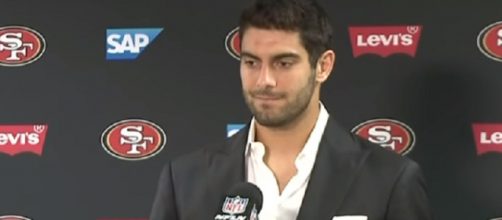 Jimmy Garoppolo signed a five-year deal worth $137.5 million with 49ers. - [Image Credit: CBS SF Bay Area / YouTube screencap]