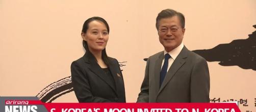 Kim has invited Moon. Photo of his sister with Moon. Photo-Image credit Ariana news-Youtube.com