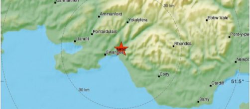 Un terremoto in Galles sabato 17 febbraio 2018