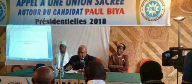 Le président du PAL lors de sa conférence de presse du 22 février 2018 à Yaoundé (c) Odile Pahai Le président du PAL lors de sa conférence de presse du 22 février 2018 à Yaoundé (c) Odile Pahai