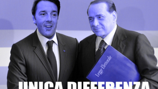Una rappresentazione ironica di Renzi e Berlusconi data dai comunisti di Rifondazione