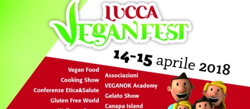 La locandina del VeganFest 2018 che si terrà a Lucca in aprile.
