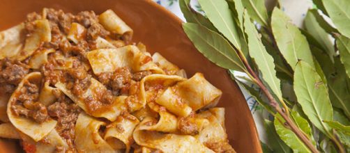 Un vassoio di pappardelle al cinghiale.