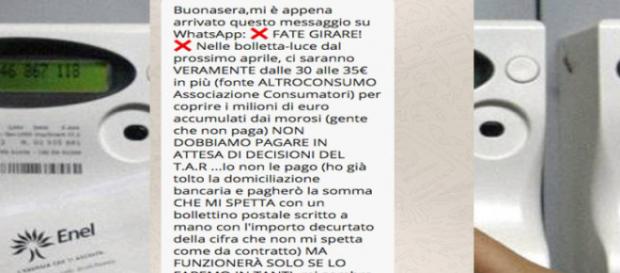 Il messaggio che circola su WhatsApp sull'aumento della bolletta della luce Il messaggio che circola su WhatsApp sull'aumento della bolletta della luce