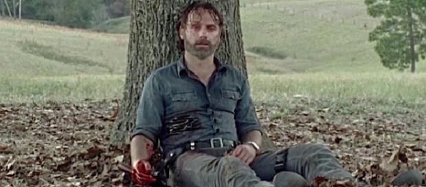 Rick Grimes ao final do episódio 9 da oitava temporada Rick Grimes ao final do episódio 9 da oitava temporada
