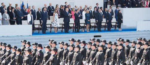 President Trump watches French National Day Parade (Image credit - Andrea Hanks, Wikimedia Commons)