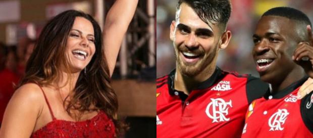 A esquerda, Viviane Araújo; à direita: Lucas Paquetá e Vinícius Jr são atuais destaques no Flamengo ( Foto: Instagram) A esquerda, Viviane Araújo; à direita: Lucas Paquetá e Vinícius Jr são atuais destaques no Flamengo ( Foto: Instagram)
