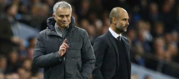 Mourinho e Guardiola são rivais na Inglaterra. (Foto reprodução). Mourinho e Guardiola são rivais na Inglaterra. (Foto reprodução).