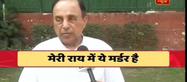 Subramaniam swamy feels it is murder- (Photo-Image credit ABP news-Youtube.com) Subramaniam swamy feels it is murder- (Photo-Image credit ABP news-Youtube.com)