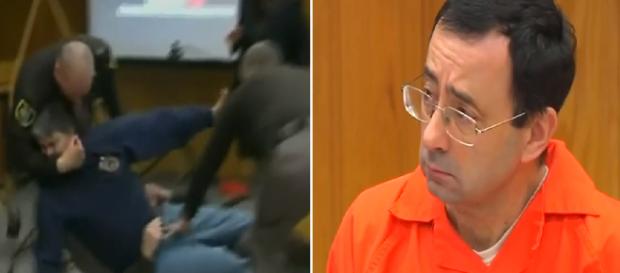 Pai de três meninas abusadas por Larry Nassar se descontrola no tribunal (Captura de vídeo) Pai de três meninas abusadas por Larry Nassar se descontrola no tribunal (Captura de vídeo)