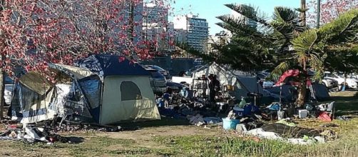 Homeless camp in Oakland, Ca. - [image courtesy of NeoBatfreak Wikimedia Commons]