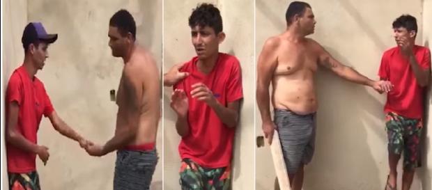 Homem dá pauladas em suspeito de furto para ''servir de exemplo'' (Captura de vídeo) Homem dá pauladas em suspeito de furto para ''servir de exemplo'' (Captura de vídeo)