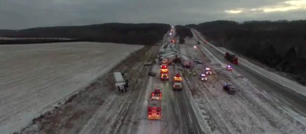 A "Dancing with the Stars" tour bus was caught up in a multiple vehicle crash near Ames, Iowa [Image credit: NBC4 WCMH-TV Columbus/YouTube A "Dancing with the Stars" tour bus was caught up in a multiple vehicle crash near Ames, Iowa [Image credit: NBC4 WCMH-TV Columbus/YouTube