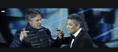 Fiorello e l'incursore della prima serata della kermesse