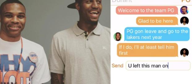 LOL: Paul George, Russell Westbrook & Kevin Durant Trade Group Chat - ballislife.com LOL: Paul George, Russell Westbrook & Kevin Durant Trade Group Chat - ballislife.com