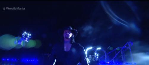 Undertaker making his Wrestlemania 33 entranced. Hopefully it was his last. [WWE/YouTube screen cap]
