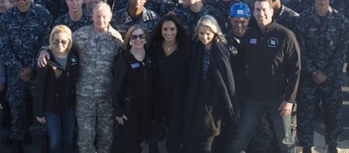 Meghan Markle visiting U.S. service members deployed outside the U.S. in 2014 [Image credit: Myles Cullen/Wikimedia Commons]
