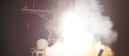 A Tomahawk missile is fired from a Navy warship (Photo via AFRICOM - Flickr)