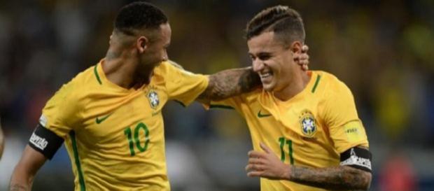 Neymar e Coutinho são colegas de seleção Neymar e Coutinho são colegas de seleção