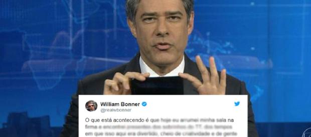 William Bonner quebra o protocolo no 'Jornal Nacional' (Reprodução) William Bonner quebra o protocolo no 'Jornal Nacional' (Reprodução)