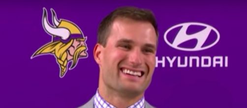 Kirk Cousins all smiles at introductory press conference Wednesday. [image Credit: NFL Network/YouTube screenshot]