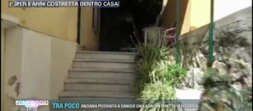 Il villino alla periferia di Sanremo dove una madre per 8 anni è stata seviziata dal figlio tossicodipendente (immagine tratta da Canale 5)