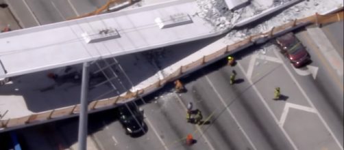 FIU bridge collapses killing four people. [image source: youtube/ABC News]