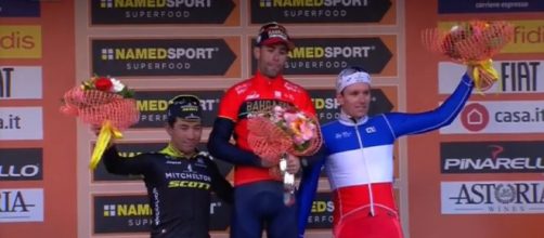 Il podio finale della Milano Sanremo