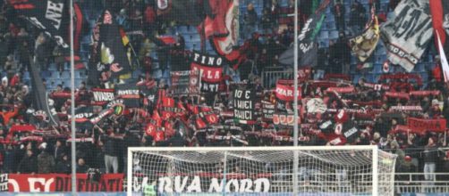 Nella foto della Lega B, i tifosi del Foggia presenti nella trasferta di Novara