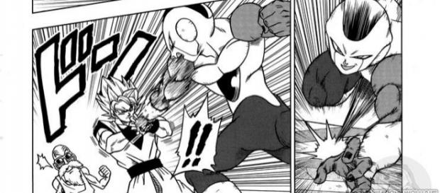Frost ataca al maestro Roshi pero Goku llega a salvarlo Frost ataca al maestro Roshi pero Goku llega a salvarlo
