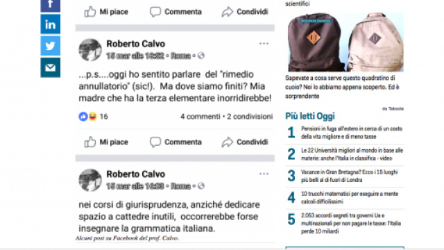 compiti dei candidati al concorso per magistrati (che dovrebbero essere segreti) irrisi su Facebook
